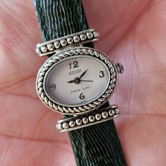 Ecclissi 925 Quartz Ladies Watch Interchangeable Genuine Leather Strap 8in - Picture 5 of 14